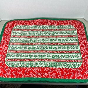 Vintage set of 4 red white and green Christmas placemats. Maybe homemade